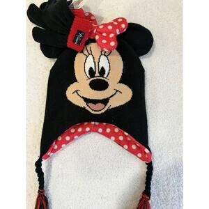 New w/Tags Disney Minnie Mouse kids Winter Hat and Gloves Set Fun Winter tie